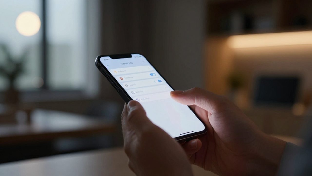 Manos de una persona ajustando la configuración de privacidad en la pantalla de un smartphone.