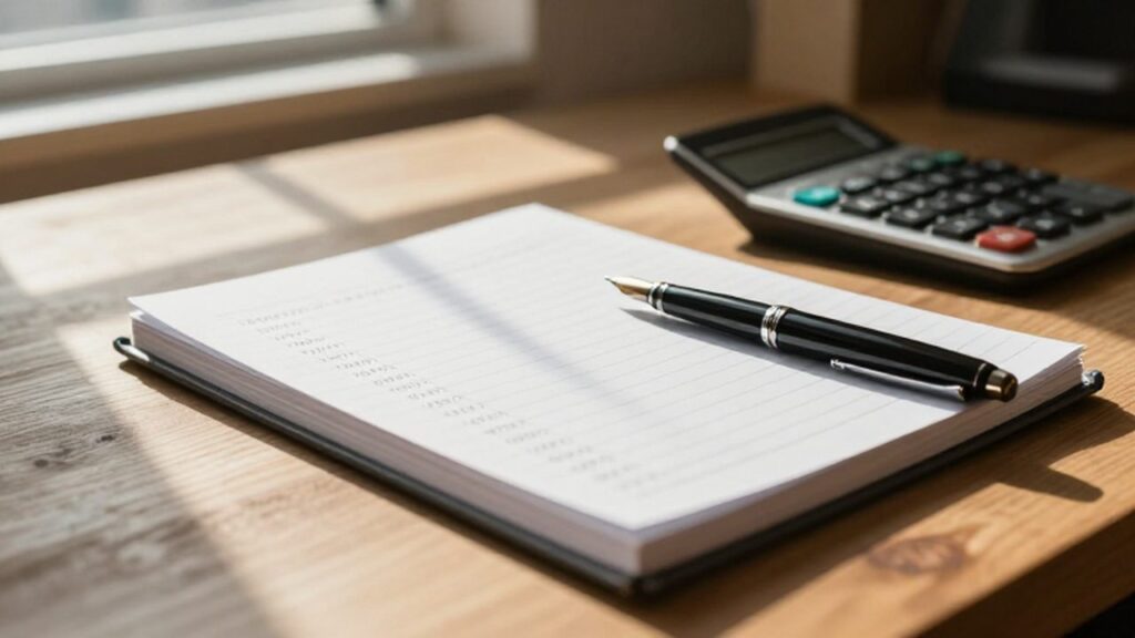 Cuaderno con números anotados